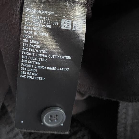 Uniqlo Linen Blend Wide Leg Jumpsuit Black Adjustable Straps Smocked Back Size M - Picture 11 of 11